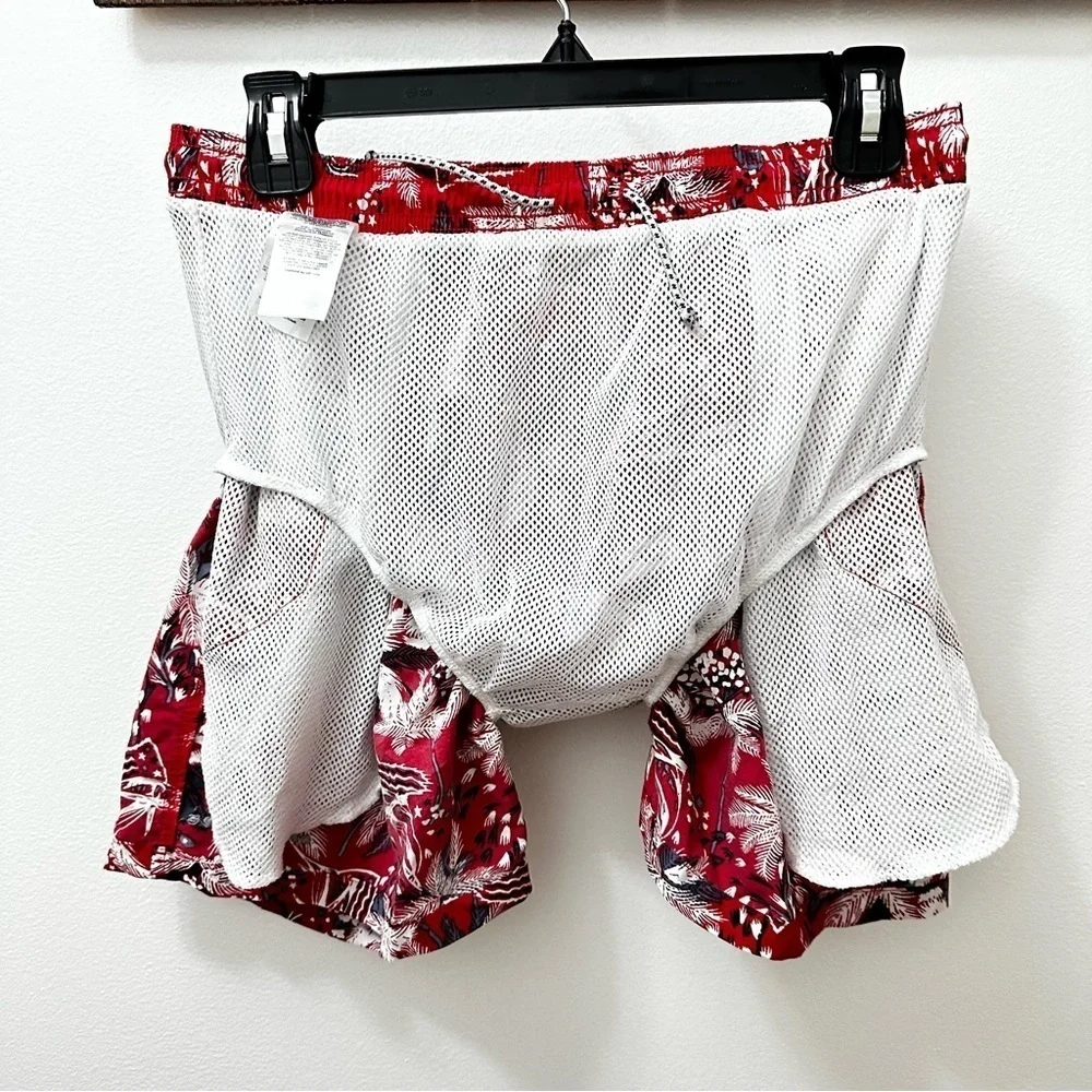 Columbia PFG Swim Trunks Mens small Red Tropical Pockets Mesh Lined Shorts